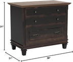 Martin Furniture Hartford Wood Lateral File with Locking Legal/Letter File Drawer Black