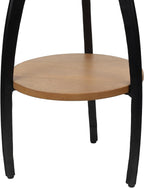 JONATHAN Y Ollie 24.5" Modern 2-Tier Round Drink Table, White Faux Marble Top and Black Metal Arch Legs, Small Pedestal Side Table with Wood Shelf for Living Room, Martini Cocktail Accent END3001A