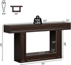 Rresyet 63" 2-Tier Entryway Console Table Behind Sofa with Sensor Lights | 2-Tier Storage Design, Sturdy U-Shape Base, Ideal for Entryway, Living Room, Corridor and Foyer