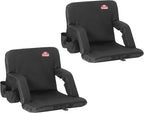 SUNNYFEEL Stadium Seat with Back Support, 4.7" Thick Cushion, 6 Reclining Positions Bleacher Chair with Shoulder Straps, Armrests & Storage Pockets, Non-Slip Strap, Portable for Sports Camping