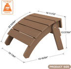 YEFU Adirondack Ottoman, Patio Foot Rest, Adirondack Foot Rest (2-Piece Folding Adirondack Ottoman, Teak)