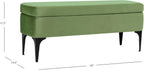HomePop Upholstered Storage Bench with Metal Leg, 42" W, Green Velvet