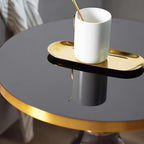 Small Glass Side Table for Living Room – Modern Round End Table with Hand-Blown Glass Base, Tempered Glass Top, Carbon Steel Frame – Accent Table for Bedroom Sofa Couch