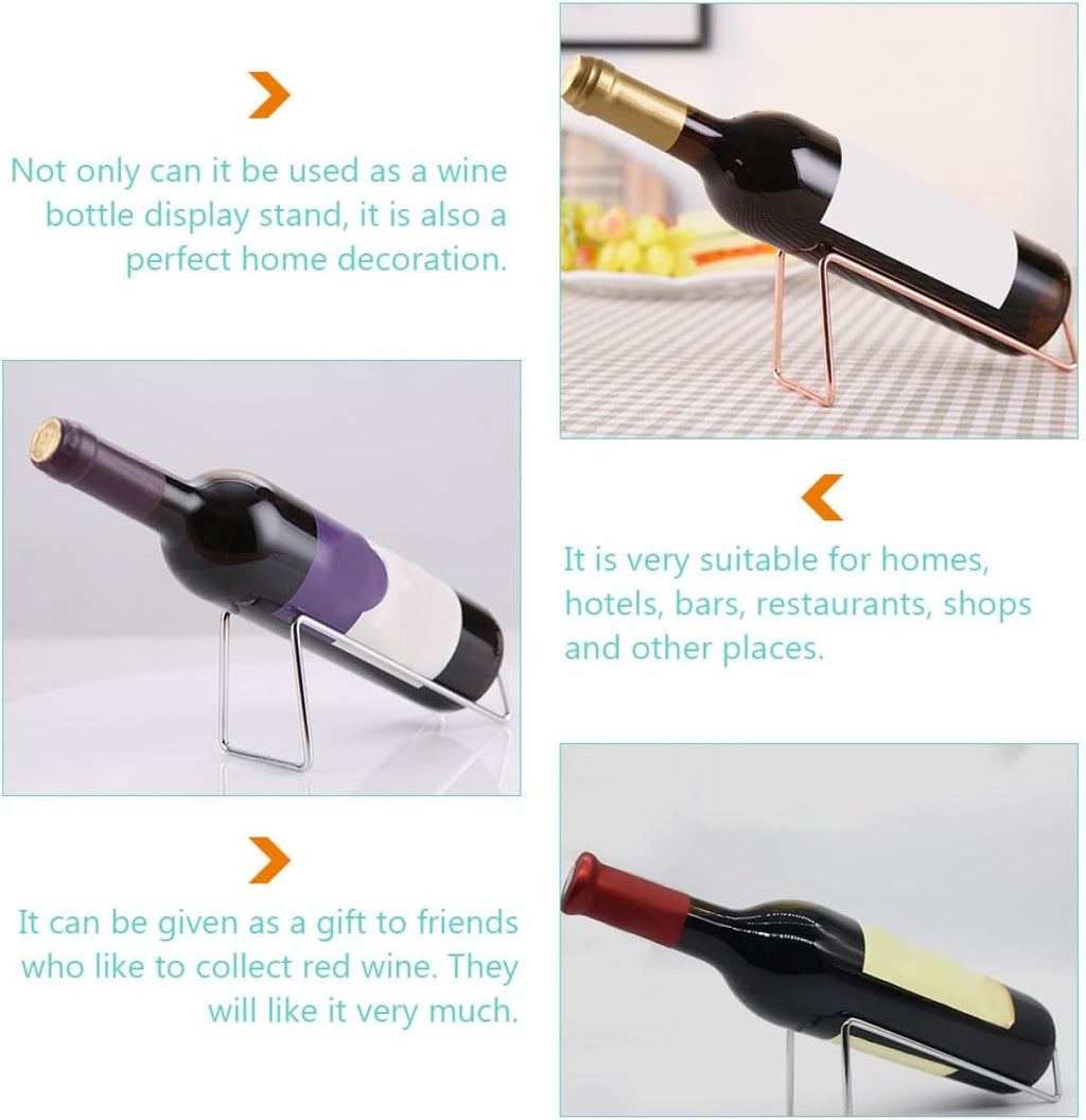 Wine Bottle Display Rack Iron Decorative Wine Storage Stand for Home Bar Kitchen Countertop, Sturdy Metal Construction with Elegant Design, 2 Pieces Set