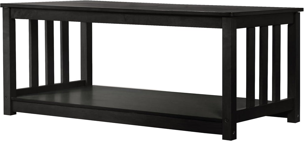 HOME DESIGN Ottawa 3 Piece Coffee Table Set with 2 End Tables and Lower Shelf Storage, Black