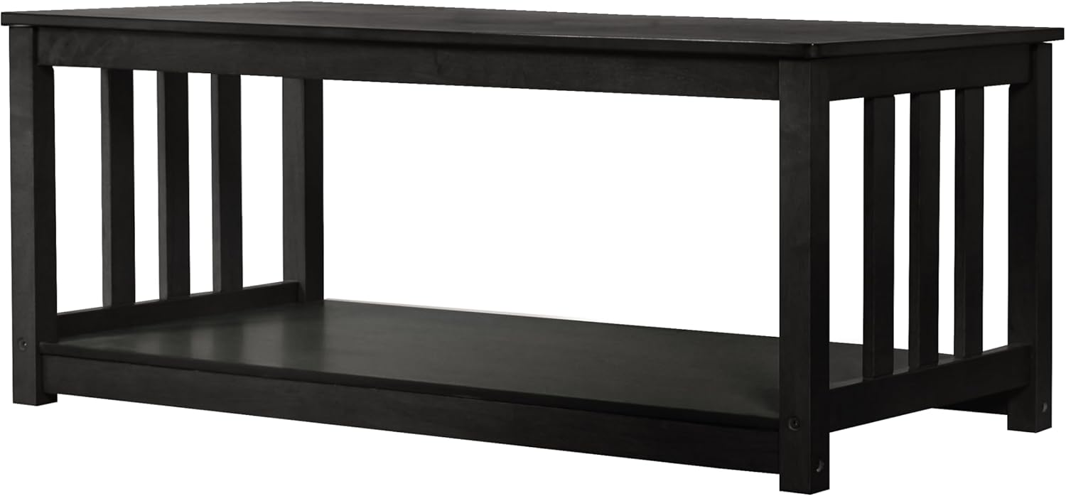 HOME DESIGN Ottawa 3 Piece Coffee Table Set with 2 End Tables and Lower Shelf Storage, Black