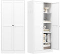Kitchen Pantry Cabinet, 61" Metal Pantry Storage Cabinet with Doors and 4 Adjustable Shelves, Tall Cabinet for Living Room, Pantry, Bathroom, Kitchen, Assemble Required