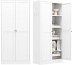 Kitchen Pantry Cabinet, 61" Metal Pantry Storage Cabinet with Doors and 4 Adjustable Shelves, Tall Cabinet for Living Room, Pantry, Bathroom, Kitchen, Assemble Required