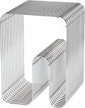 N-Shape Retro Side Table, Accent Bedside Table for Living Room, Stainless Steel Linear Metal Small End Table, Iron Multi-Purpose Desktop Shelf, (Silver)