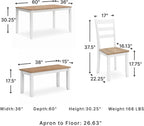 Signature Design by Ashley 6-Piece Dining Table Set with Bench and Chairs | Solid wood frame, Rubberwood, MDF, Wipe-clean mango wood veneer, 2-tone farmhouse style, Gesthaven Series