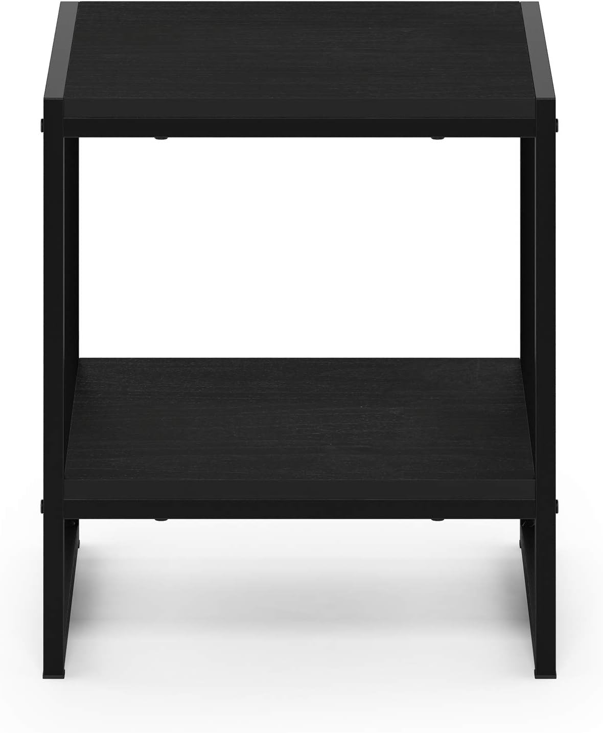Furinno CAMNUS 2-Tier Metal Frame Side Table, Easy Assembly, Americano | Modern Square End Table with Open Shelf, Night Stand, Bedside Table, for Living Room, Bedroom