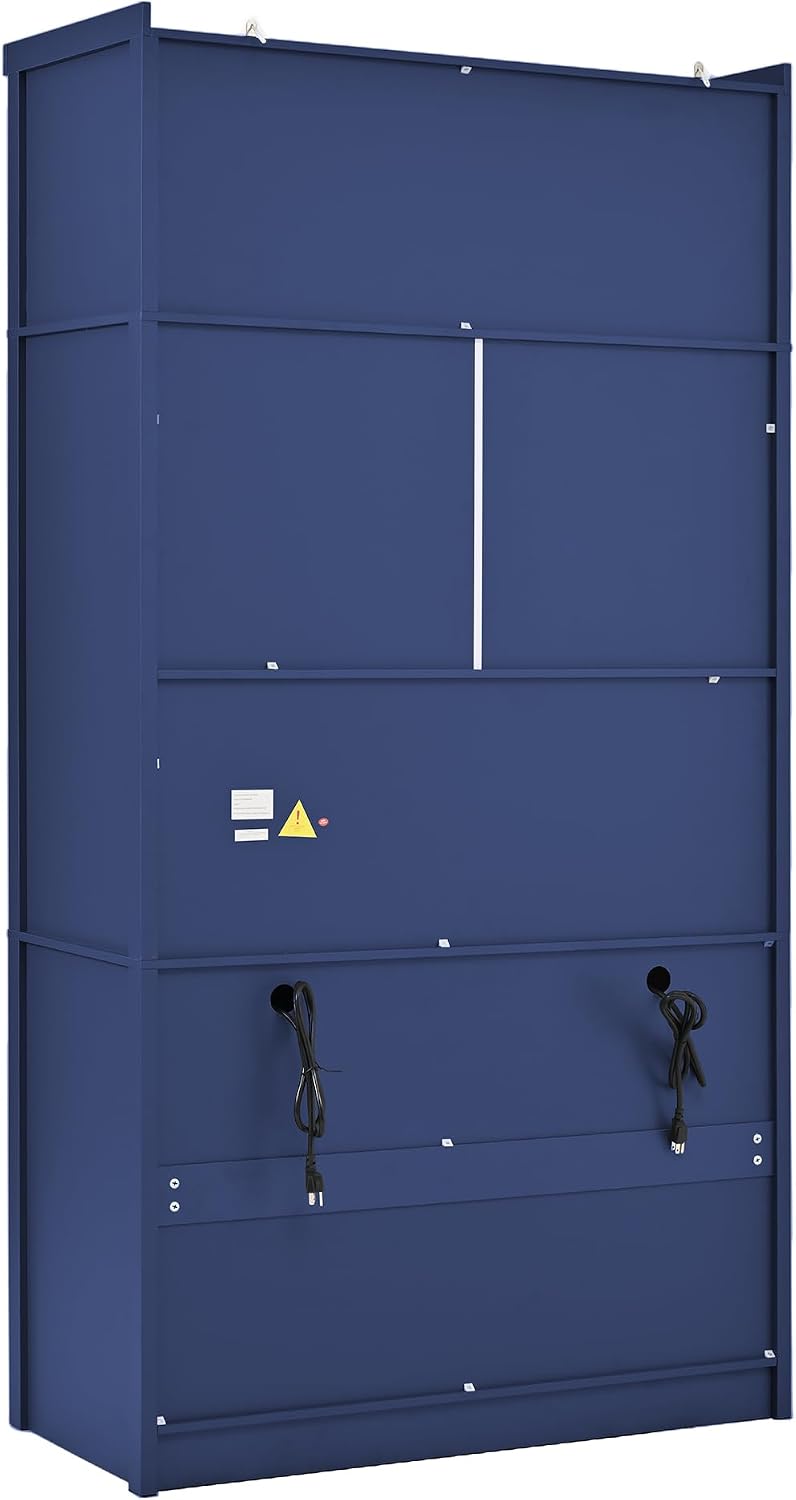 LUMISOL Tall Kitchen Pantry Cabinet with Drawers, 80.1" Freestanding Cupboard Storage Cabinet with Adjustable Shelves and Door Shelves, Kitchen Hutch with 2 Power Outlets for Dining Room, Blue