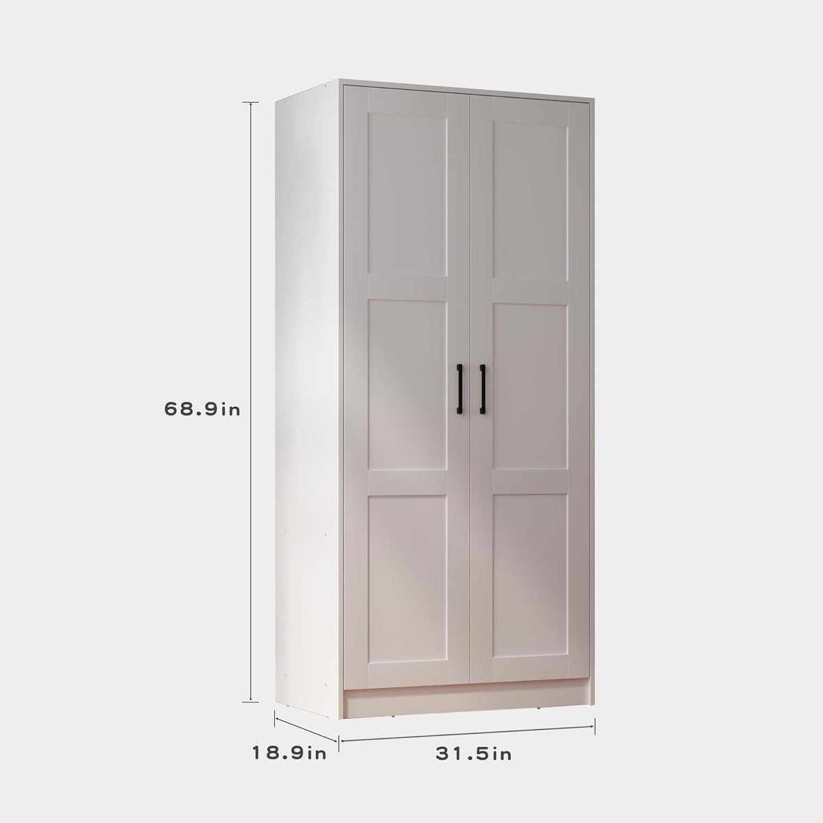 Fddevelop Fenghua Lizhi Wood White Wardrobe Closet with 2 Doors，Bedroom Freestanding Armoire Storage Cabinet with Shelves，Wooden Wardrobe Combination for Hanging Clothes