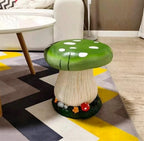 Small Mushroom Shape Ottoman, Outdoor Garden Resin Decorative Mushroom Stool, Resin Sculpture Decoration, Patio Decor(Green)