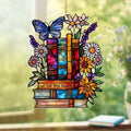 Book Ornament – Stained Glass Style Acrylic Christmas Ornament with,Teacher Back To School Gift, Bookish Gifts For Librarian, BookLovers,Reader, Women, Suncatcher Effect Decor For Christmas Tre,S-18