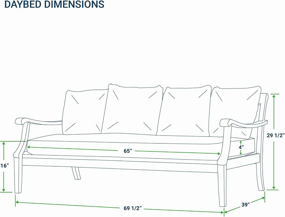 Cambridge Casual Solid Wood Como Daybed, 3-Seater Patio Sofa Bed with Removable Cushion, Weather-Resistant Frame, Natural Brown/Oyster