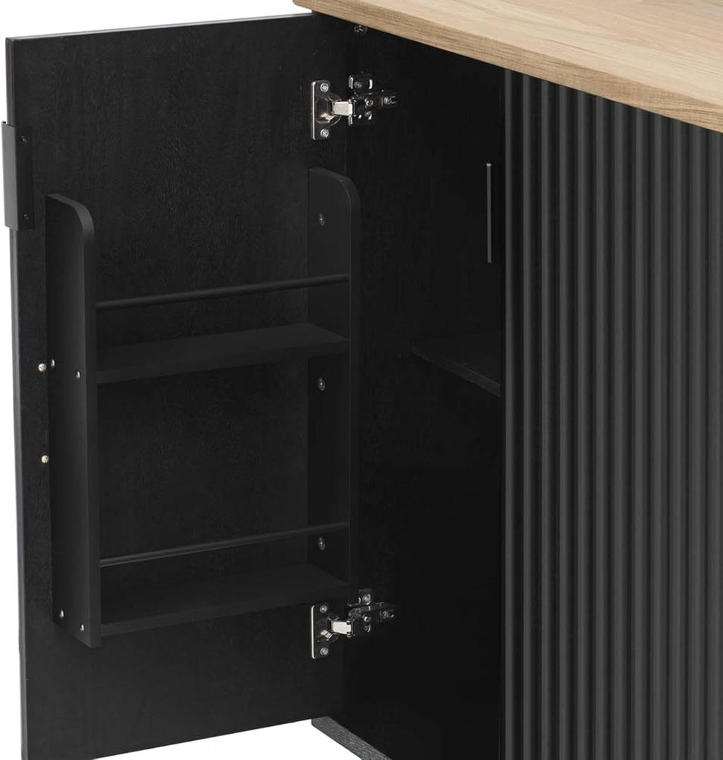 Kitchen Storage Islands and Carts with Drop Leaf Countertop Height-Adjustable Shelves, Rolling Island Cart for Kitchen with Wheels Towel Rack， for Kitchen, Dining Room, Black