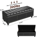 Maupvit Storage Ottoman Bench, Faux Leather Ottoman with Storage, Bench for Bedroom end of Bed, Upholstered Storage Benches for Living Room, Entryway, Hallway, Foot Rest, Black
