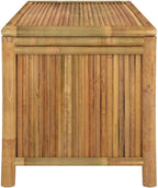 Bamboo Patio Storage Box 43.3x20.5x21.7 Inches | Durable Natural Material, Open Slats Ventilation, Indoor Outdoor Use, Storage Bench