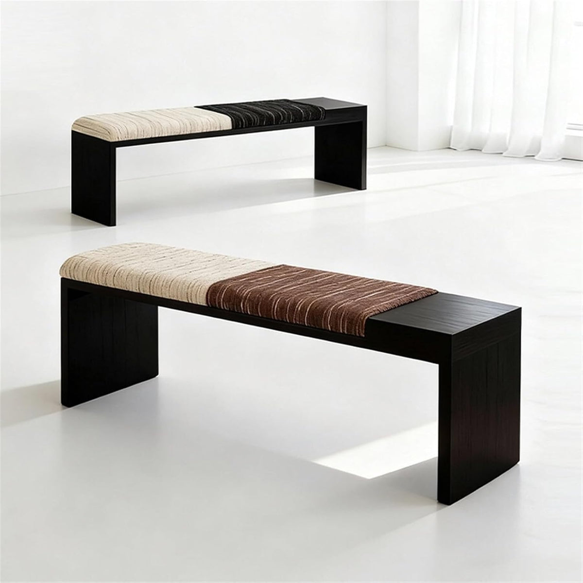 Modern Fabric Bench for Office Area Casual Dressing Room Bedroom Wooden Bed end Entryway(Large)