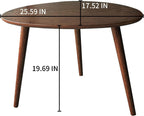 Walnut Oval Side Table, 17.5''D x 25.6''W x 19.7''H, Mid Century Modern Small Coffee Table with 3 Tapered Legs, Solid Oak Wood for Small Spaces, Living Room, Apartments, Easy Assembly