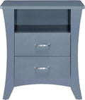 Grey Nightstand with 2 Drawers and Open Shelving,for Small Spaces