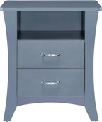 Grey Nightstand with 2 Drawers and Open Shelving,for Small Spaces