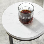 Chalmay Round Bronze Metal Accent Table with White Marble Top