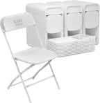 100 Pack White Plastic Folding Chairs,Steel Frame,350lb | HDPE plastic and steel frames;foldable,stackable chairs for indoor and outdoor weddings,parties,offices and events.