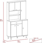 Della 90 Kitchen Pantry, One Drawer, Multiple Cabinets, Two Open Shelvess -White