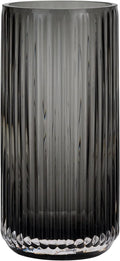 Flower Vase 9.5 inch Grey Thickened Hand Blow Glass Vase Round Vintage Striped Bottles for Bookshelf,Dinner Table,Indoor Office Desktop,Meeting Room,Bathroom,Countertop,Home