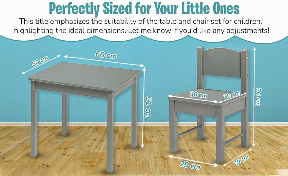 HYGRAD BUILT TO SURVIVE Kids Wooden Table and Chair Set - Stable and Sturdy Toddler Activity Table for Craft, Art - Perfect Children Gift for Livingroom, Daycare, Classroom, Playroom (White)