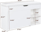 White Shoe Storage Bench, 3-Tier FlipUp Entryway Bench, 39.7 x 11.8X 20.47 Wooden Entry Way Shoe Cabinet, Hold up to 300 lb (A)