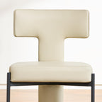 GrandNoor Beige Dining Chairs Set of 4,Faux Leather Dining Chairs with Soft Cushion,Comfortable Upholstered Armless Dining Room Chairs with Curved Plywood Back