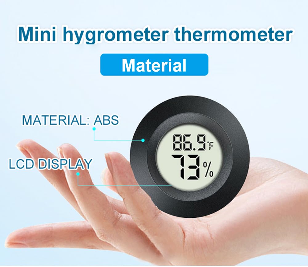 4 Pack Hygrometer Thermometer Digital Humidity Meter Indoor/Outdoor Humidity Monitor Reptile Thermo-Hygrometer for Greenhouse Humidors Terrarium Jars, Fahrenheit (℉) /Celsius(℃) (4)