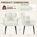 Modern Upholstered Dining Chair, Accent Chair with Soft Fabric, Black Metal Legs, Reading Chair for Living Room, Vanity Chair for Makeup Room, Bedroom, Beige