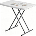 30-Inch Adjustable-Height Folding Table, White HDPE Utility Table for Small Spaces, No Assembly Required – Ideal for Laptop Use, On the Couch, Camping, the Office, and Home Use
