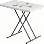 30-Inch Adjustable-Height Folding Table, White HDPE Utility Table for Small Spaces, No Assembly Required – Ideal for Laptop Use, On the Couch, Camping, the Office, and Home Use