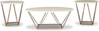 GTU Furniture Contemporary Faux Marble Rectangular 3-Piece Coffee Table Set, Cocktail Table with 2 Matching End Tables, Two-Tone Finish for Living Room