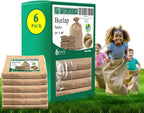 Heavy Duty Reusable Burlap Sacks (Set of 6) – 24" X 40" Perfect Sack Race Bags for Adults and Kids, Outdoor Lawn Games, Vegetable Storage & Gardening - 50lbs Capacity Potato Sacks