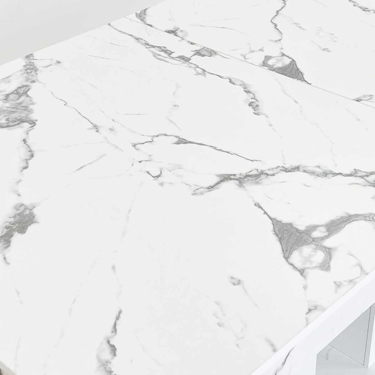 78.74'' Extendable Rectangular Dining Table for 4-8, Modern Mid-Century Wood Expandable Kitchen Dinner Conference Table for Living Room Office, 2 Widen Pedestal Base, White Faux Marble