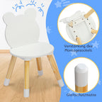 3-Piece Kids Table Chair Set White Round Play Furniture | Kids Activity Table and 2 Chairs Set, 3-Piece Folding Play Table Set, Pastel Multicolor for Home Daycare Playroom, White