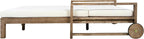 Merax Acacia Wood Outdoor Daybed Sofa, Farmhouse Patio Sun Lounger with Adjustable Backrest, High-Density Cushions & Removable Wheels, Weather Resistant for Garden, Poolside, Backyard, Beige