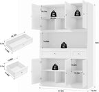 BOTLOG 72" Kitchen Pantry Cabinet, Kitchen Hutch with Microwave Stand, Buffet Cabinet with Hutch for Dining Room, White | 2 Drawers, Large Capacity, 47.2-inch wide Countertop, Kitchen Hutch utch for Dining Room (White)