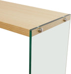 Console Table 2-Tier Rectangle Entry Desk Wood Shelf Glass Leg 32-inch