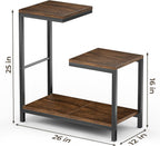 NUNET G-Shaped End Table with Storage Shelf – Rustic Brown Space-Saving Corner Table for Small Spaces, Living Room, Bedroom & Balcony | Multi-Use Side Table for Couch, Office, or Bedside