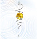 Gazing Ball Spiral Wind Spinner Tail - Golden Crystal Glass Ball | Wind Spinners Stabilizer with S Hook | Hanging Rotating Art for Garden Patio Indoor/Outdoor Creative Ornament & Gift, 13in