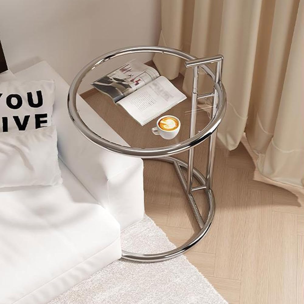 Stylish C-Shaped Sofa Side Table: The Perfect Blend of Function and Design(Color:Brown)