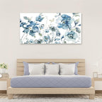Flower Canvas Wall Art Blue Floral Canvas Painting Pictures for Gallery Wall Decor Butterfly Flies in Indigo Flowers Canvas Prints Artwork for Living Room Bedroom Home Wall Decorations 40" X 20"
