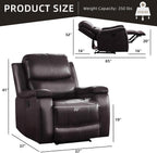 IOMOR Leather Recliner Chair, Manual Recliner Chair for Adults with Overstuffed Arms and Back, Single Sofa Recliner with Cup Holders for Living Room (1, Dark Brown)